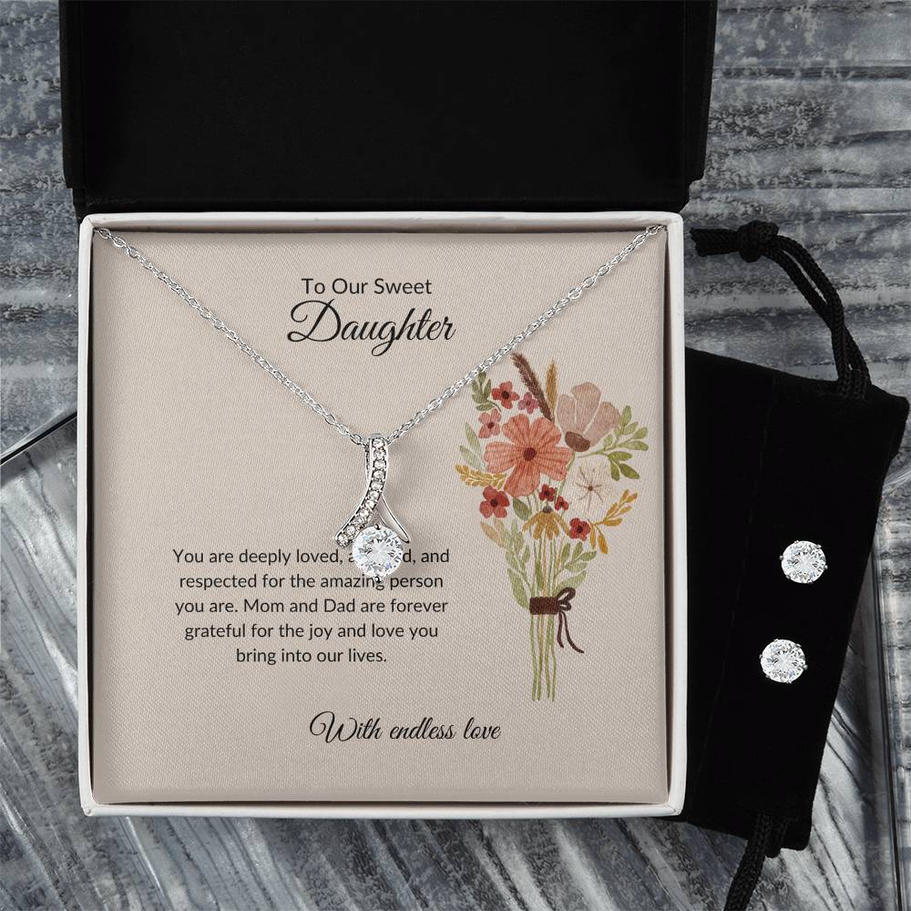 To My Sweet Daughter – Heartfelt Beauty Necklace & Earrings Set