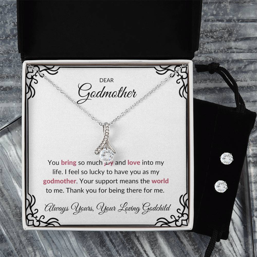 To My Lovely Godmother Alluring Beauty Necklace & Earrings Set – Elegant, Sentimental Gift to Celebrate a Cherished Godmother | Godmother Gift