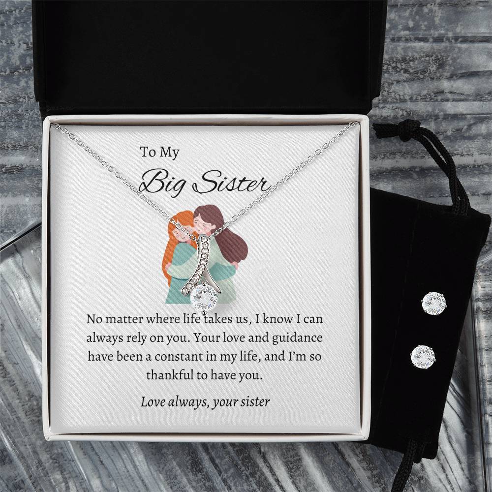 To My Big Sister – Necklace & Earring Set | Elegant Token of Our Sisterly Bond