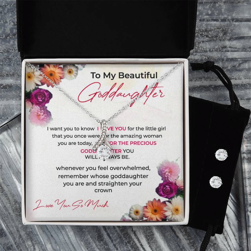 Alluring Beauty Necklace & Earring Set | To My Beautiful Goddaughter | A Timeless Piece for a Timeless Bond | Goddaughter Gift
