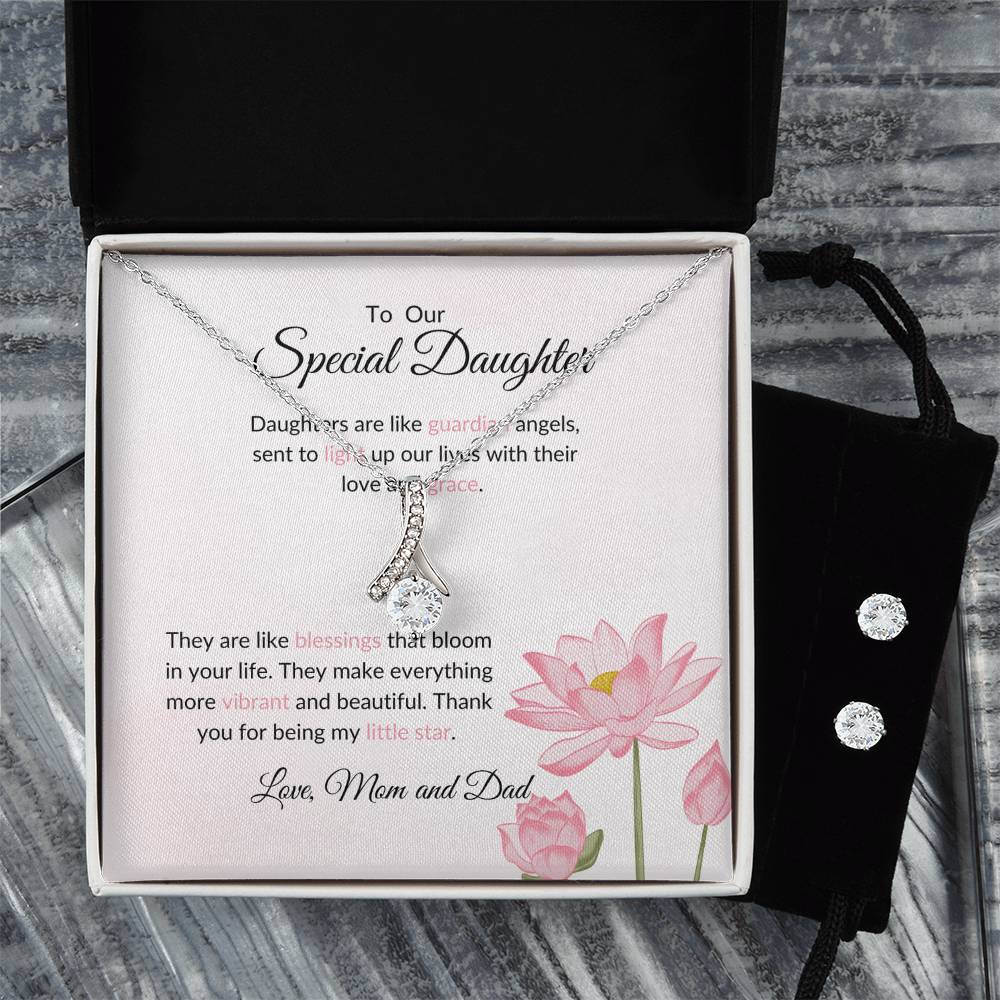 To My Special Daughter – Heartfelt Beauty Necklace & Earrings Bundle Present For Daughter