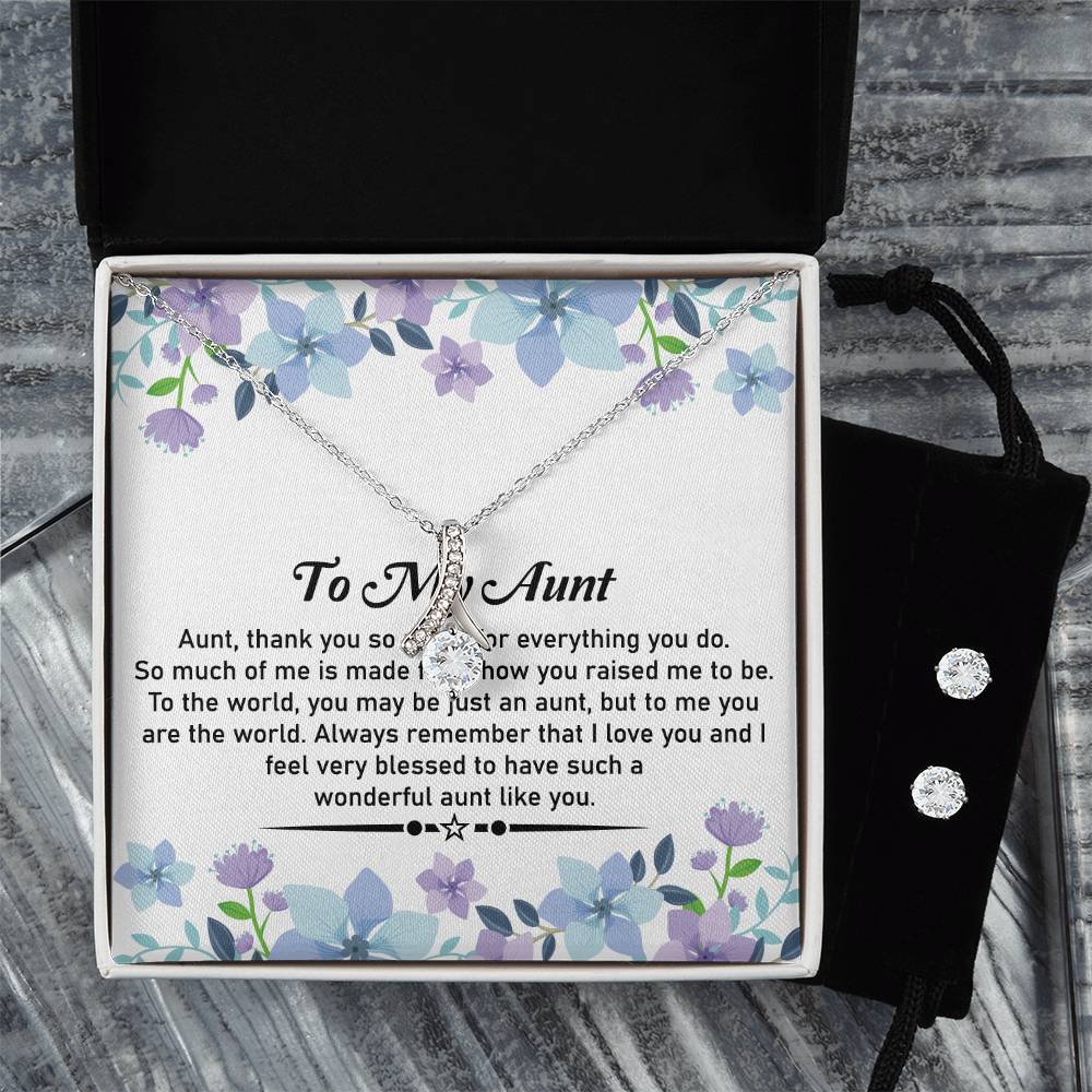 To My Aunt Necklace & Earrings Gift Set– Alluring Beauty Earrings & Necklace Set For Aunt - SOUVMOUR