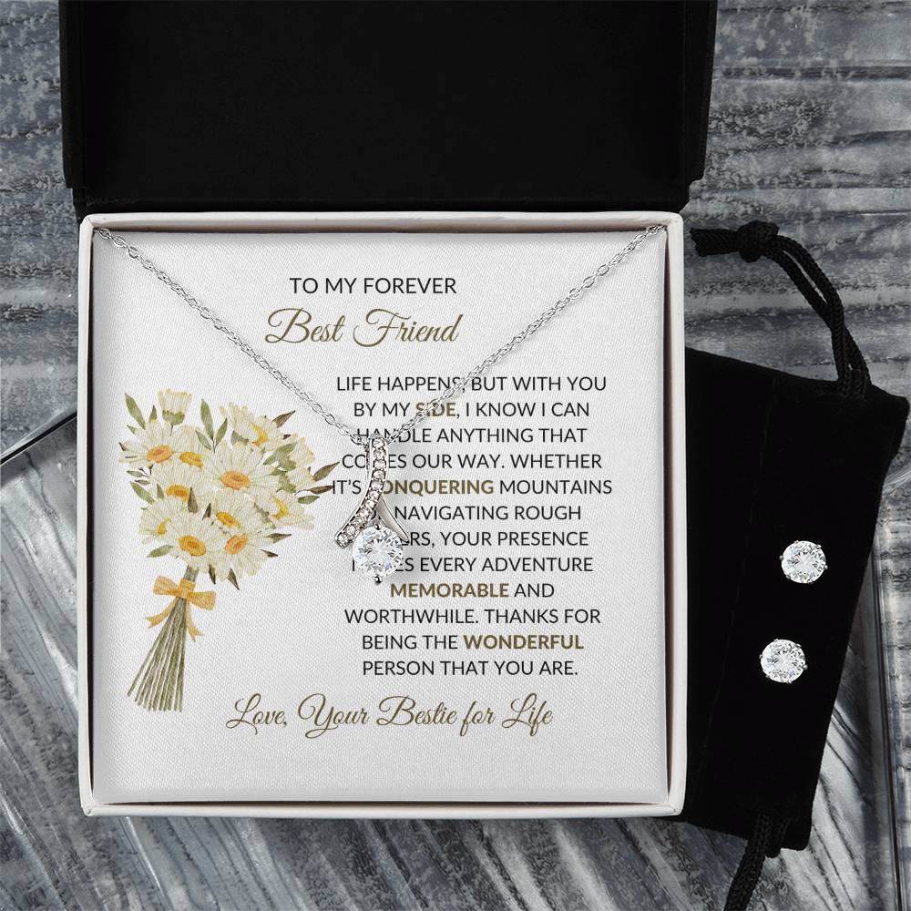 To My Forever Best Friend - Alluring Beauty Necklace and Earrings Set | Gift for Best Friend | Friendship Gift