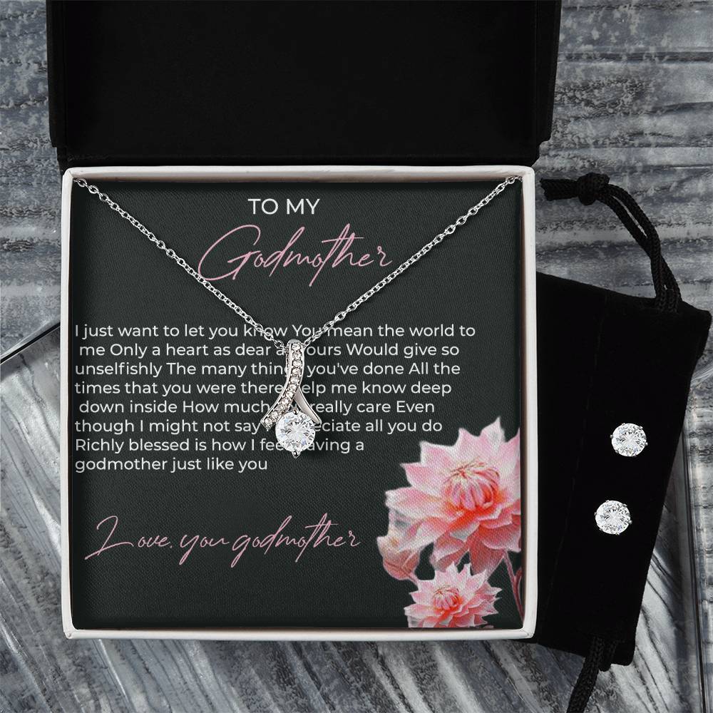 To My Godmother Alluring Beauty Necklace & Earrings Set – A Timeless Gift of Love and Appreciation | Godmother Gift