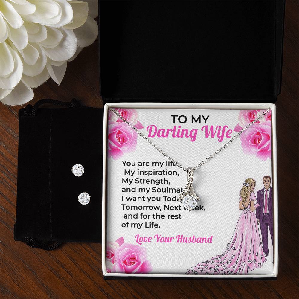 To My Darling Wife, My Everything - Beauty Necklace & Earring Set