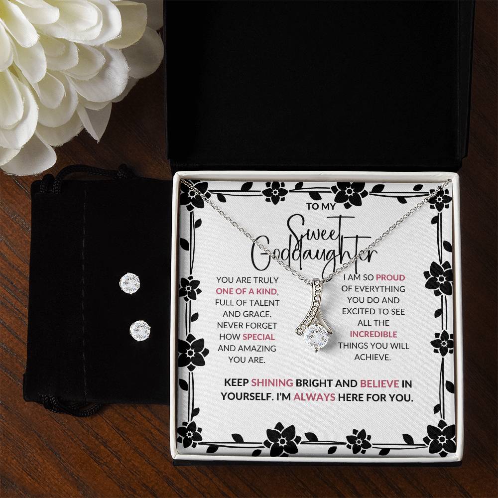 Alluring Beauty Necklace & Earring Set | To My Sweet Goddaughter | Celebrate Her Unique Spirit | Goddaughter Gift
