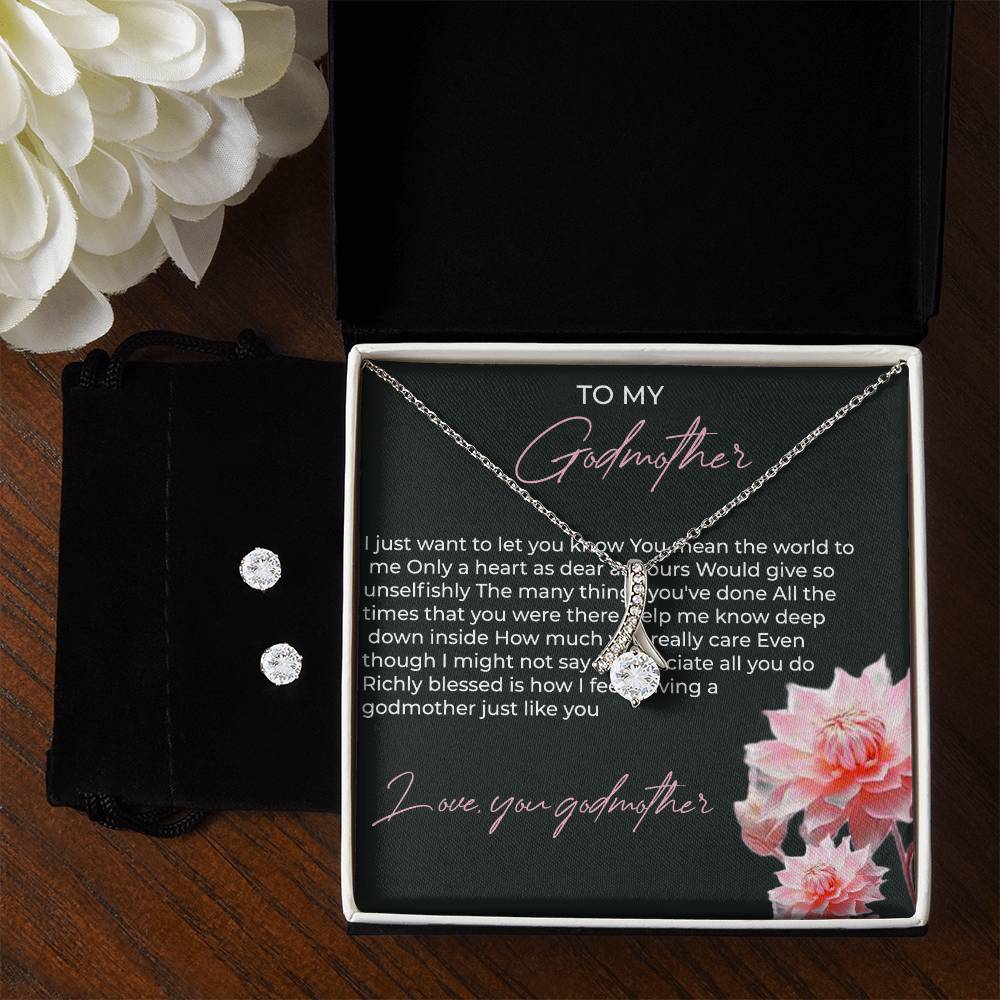 To My Godmother Alluring Beauty Necklace & Earrings Set – A Timeless Gift of Love and Appreciation | Godmother Gift