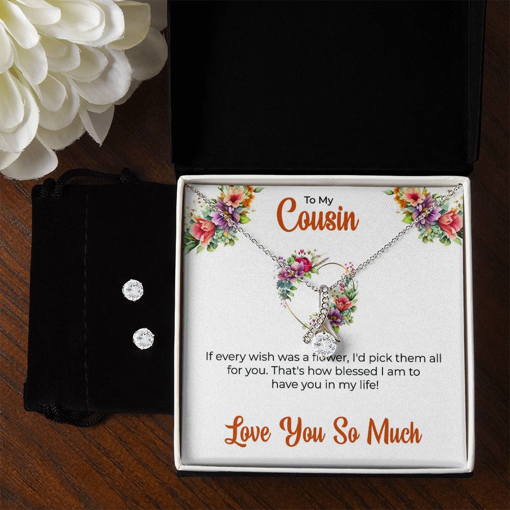 Cousin Necklace | To My Cousin My Best Friend - Alluring Beauty Necklace & Earring Set | Cousin Friendship Necklace