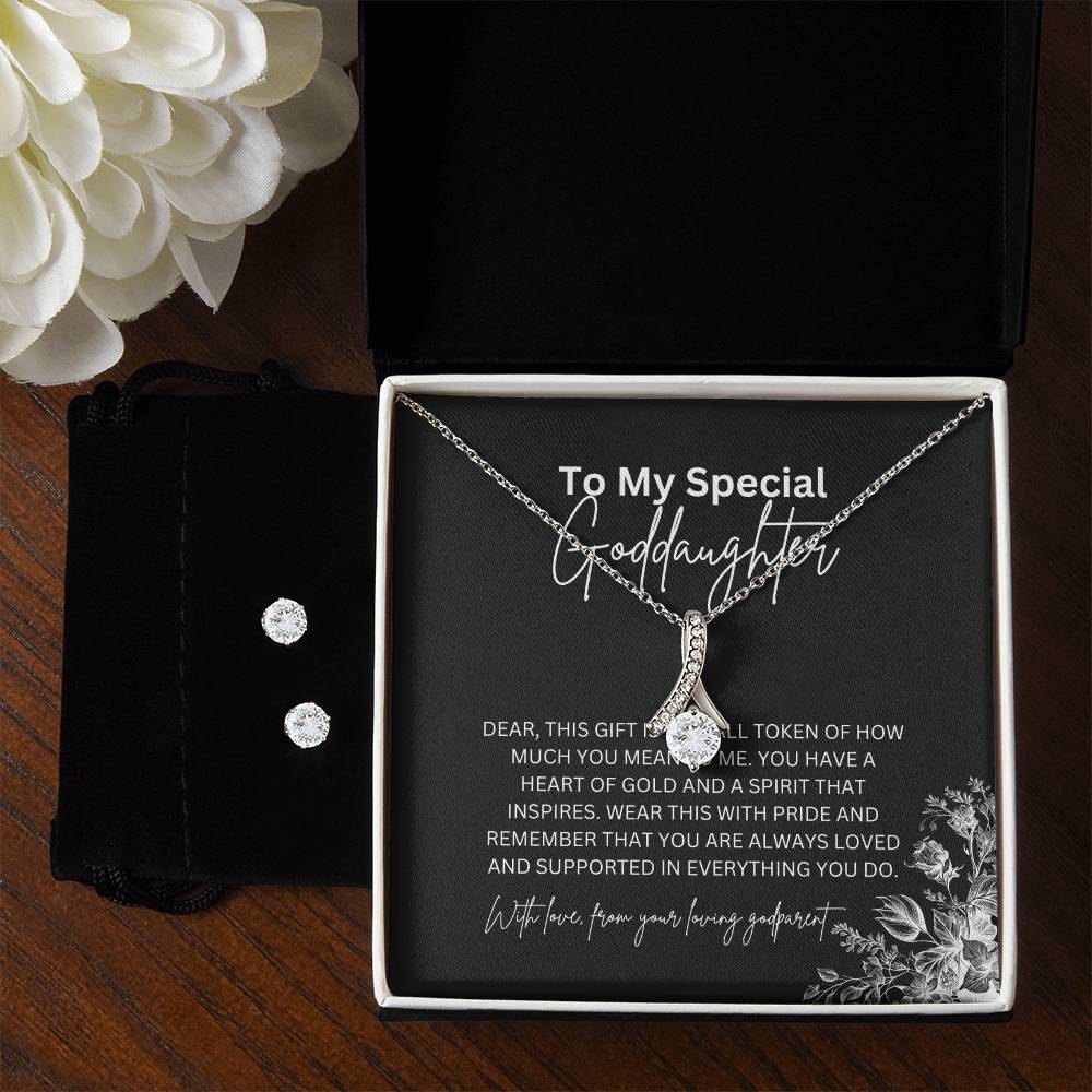 Alluring Beauty Necklace & Earring Set | To My Special Goddaughter | A Gift of Grace and Charm | Goddaughter Gift
