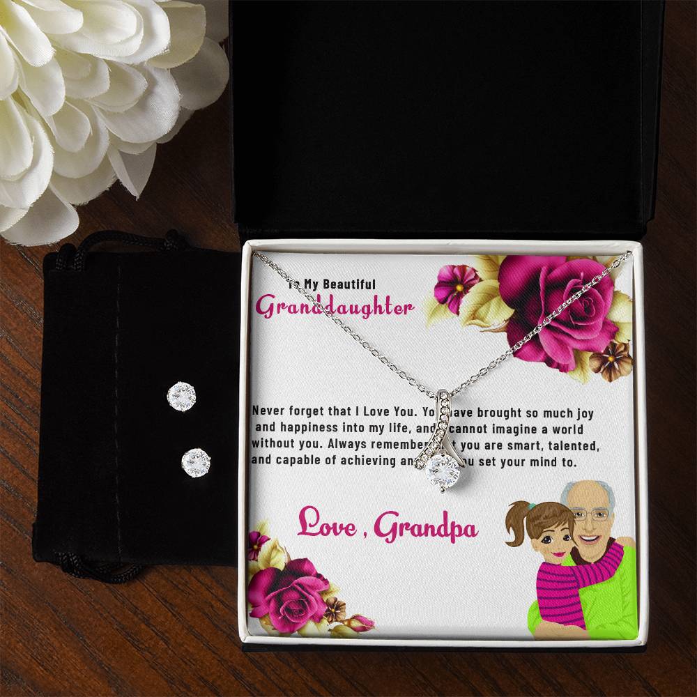 To My Lovely Granddaughter | Alluring Beauty Necklace & Earring Set, A Treasured Gift from Grandpa