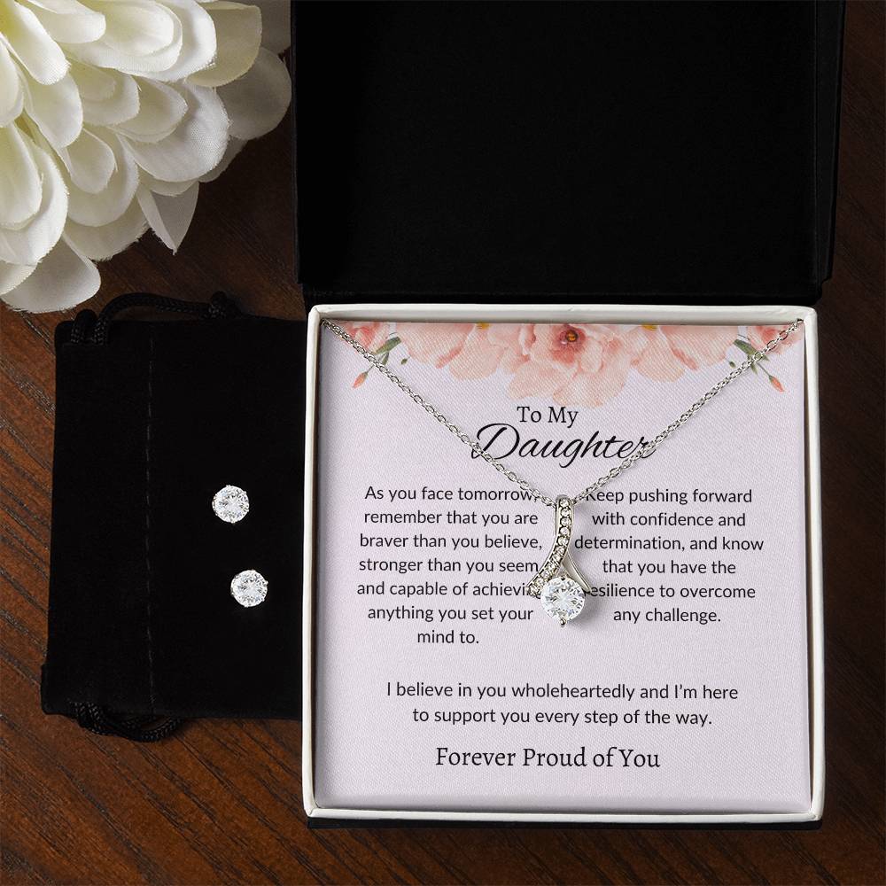 To My Dear Daughter – Heartfelt Beauty Necklace & Earrings Jewelry Bundle Gift From Dad