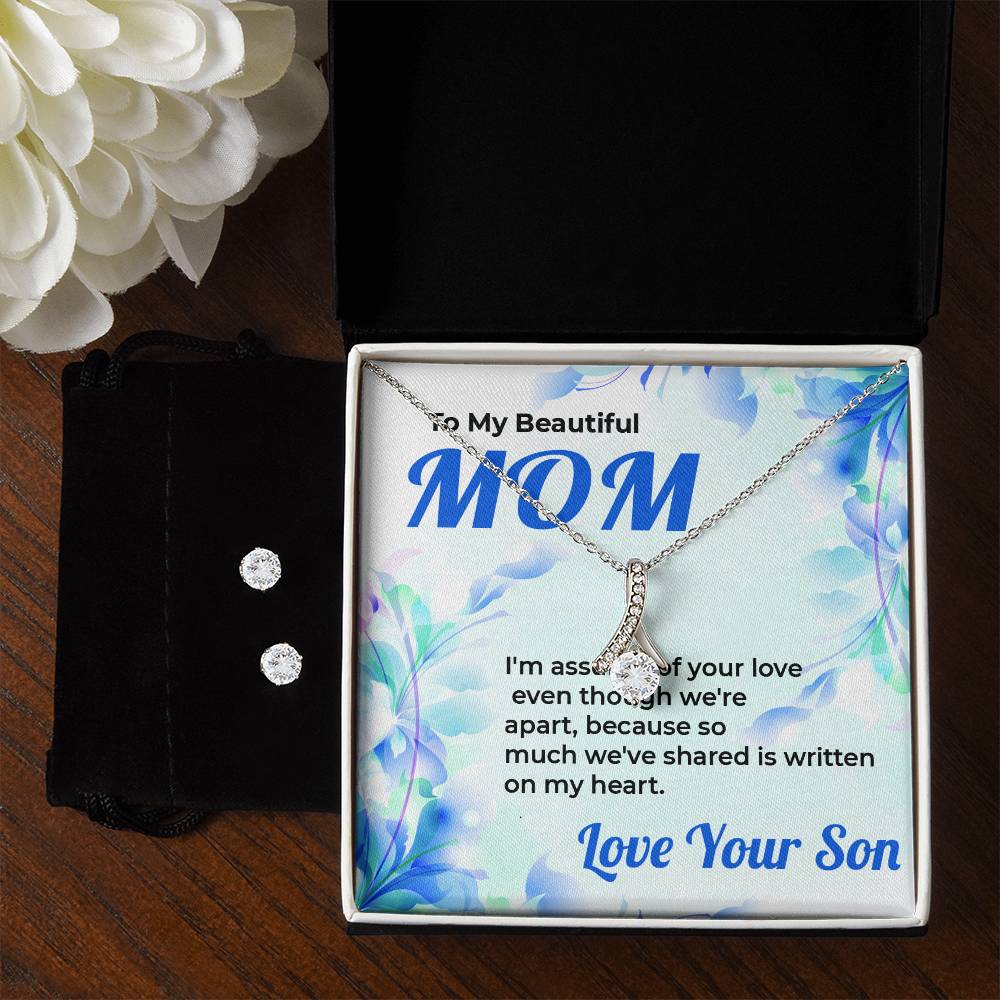 To My Mom | Gorgeous Jewelry Set Featuring Alluring Beauty Design from Son | Necklace Gift For Mom