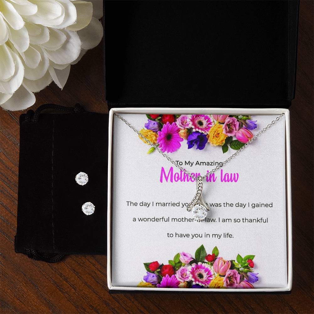 To My Amazing Mother-in-law | Eternal Beauty Necklace | Thoughtful Gift for Mother-in-law | Necklace & Earring Set Gift