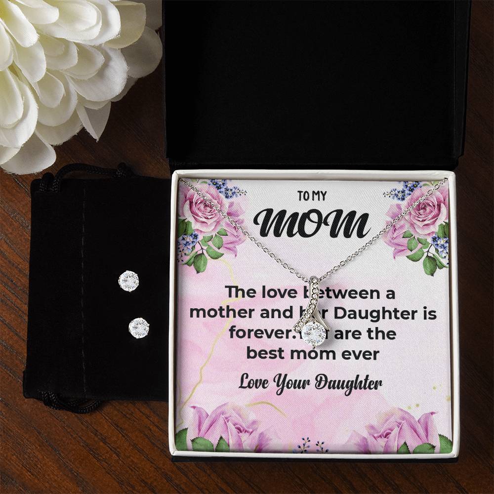 To My Mom | Elegant Alluring Beauty Necklace and Earrings Gift | Mother-Daughter Bond Necklace