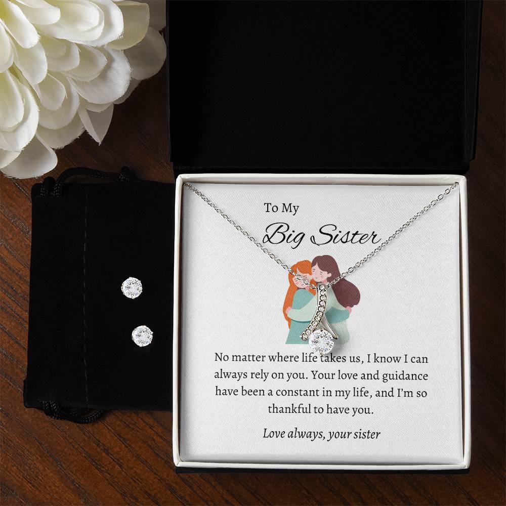 To My Big Sister – Necklace & Earring Set | Elegant Token of Our Sisterly Bond