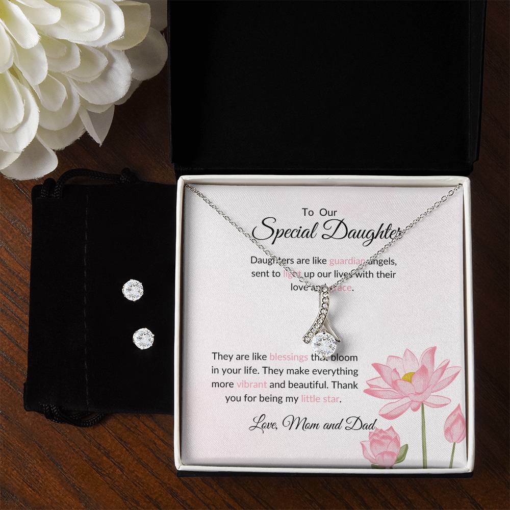 To My Special Daughter – Heartfelt Beauty Necklace & Earrings Bundle Present For Daughter