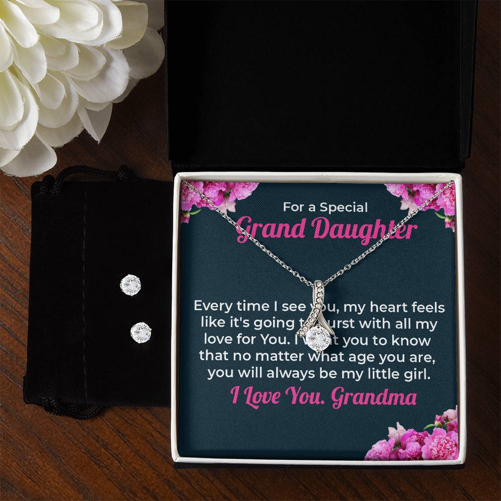 To My Special Granddaughter | Alluring Beauty Necklace & Earring Set, A Gift from Grandma