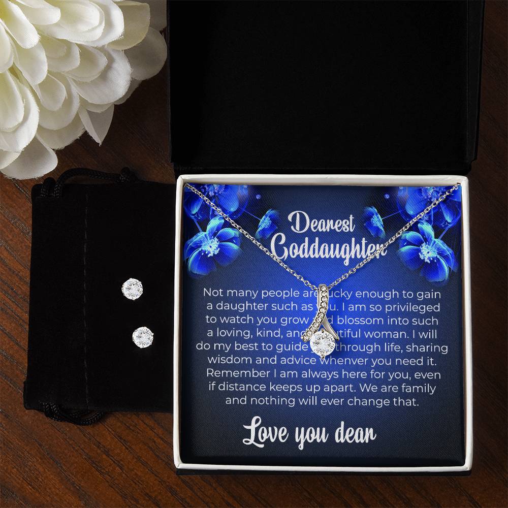 Alluring Beauty Necklace & Earring Set | To My Dearest Goddaughter | A Treasure That Shines with Love | Goddaughter Gift