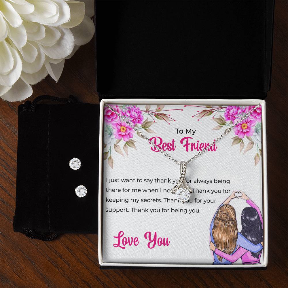 To My Lifetime Best Friend - Alluring Beauty Necklace and Earrings Set | Gift for Best Friend | Friendship Gift