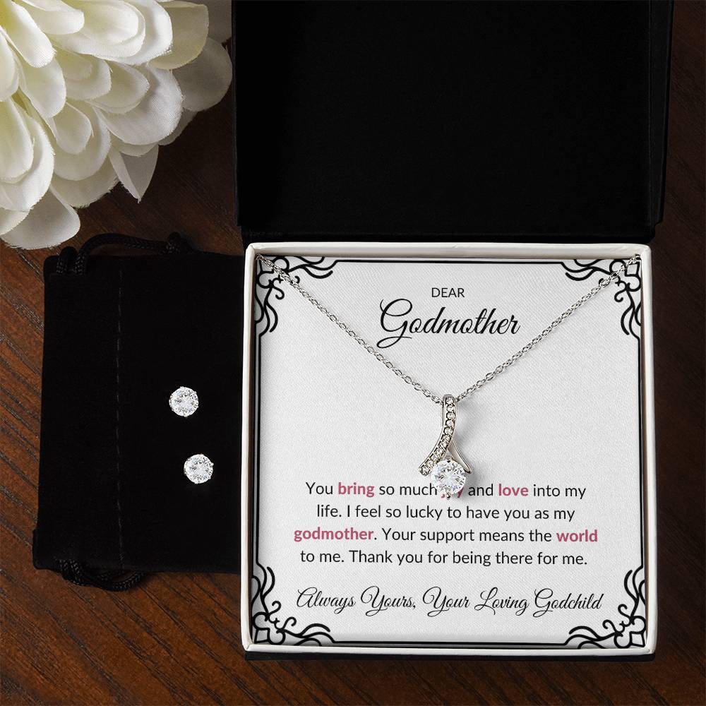To My Lovely Godmother Alluring Beauty Necklace & Earrings Set – Elegant, Sentimental Gift to Celebrate a Cherished Godmother | Godmother Gift