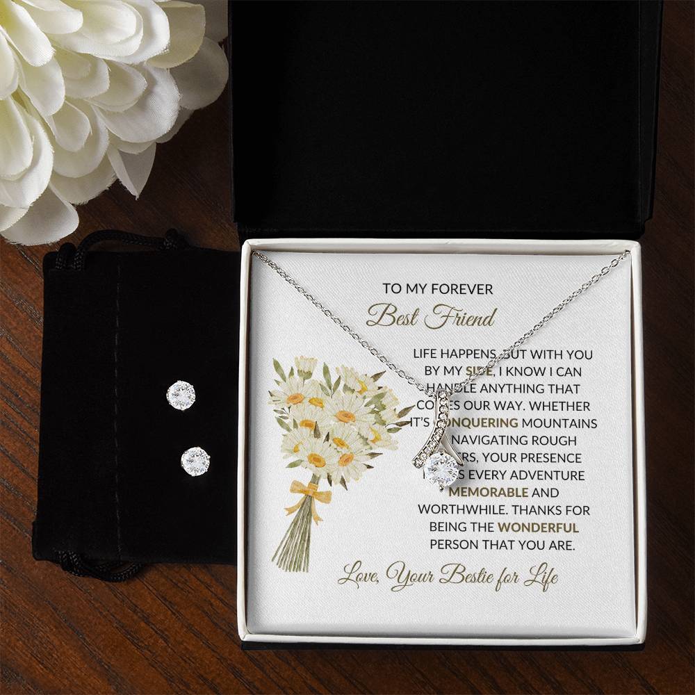 To My Forever Best Friend - Alluring Beauty Necklace and Earrings Set | Gift for Best Friend | Friendship Gift