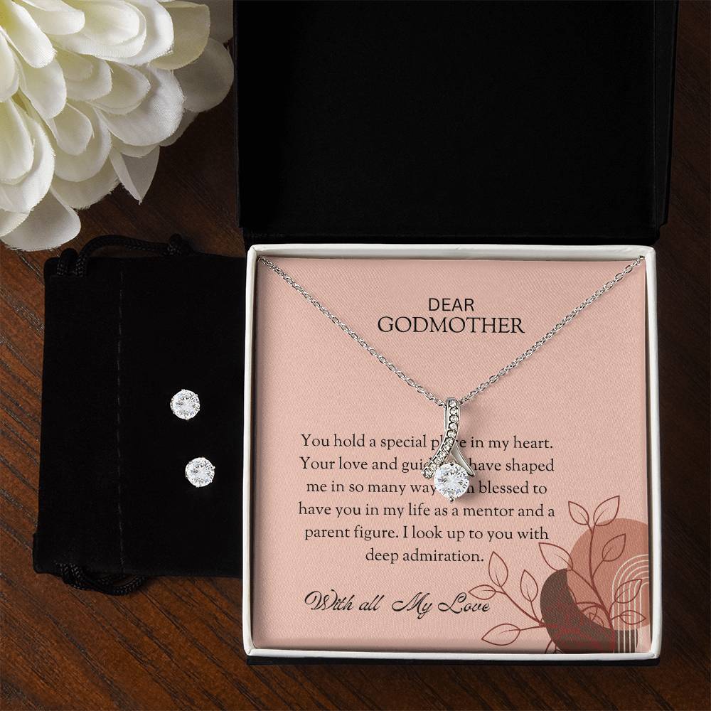 To My Special Godmother Alluring Beauty Necklace & Earrings Set – Unique and Thoughtful Jewelry for Godmother | Godmother Gift