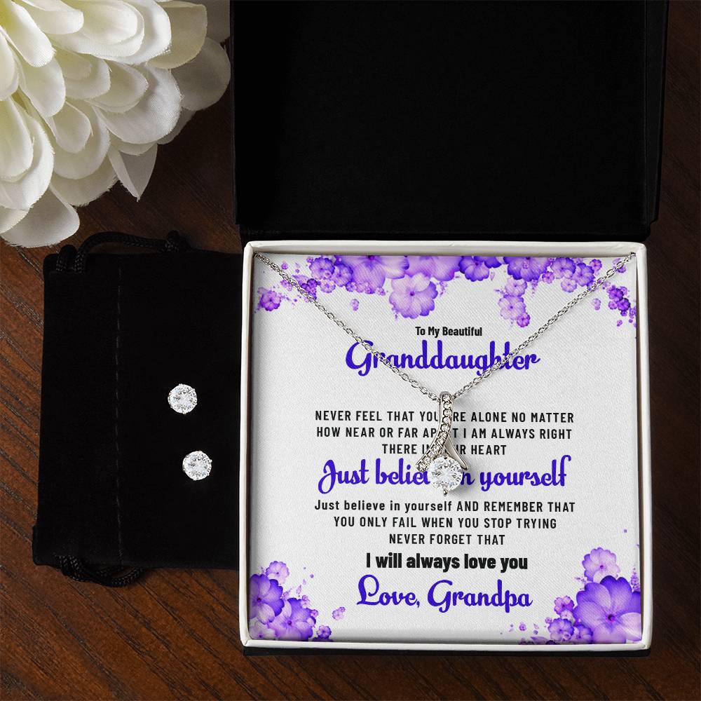To My Beautiful Granddaughter | Alluring Beauty Necklace & Earring Set, Sent with Love from Grandpa