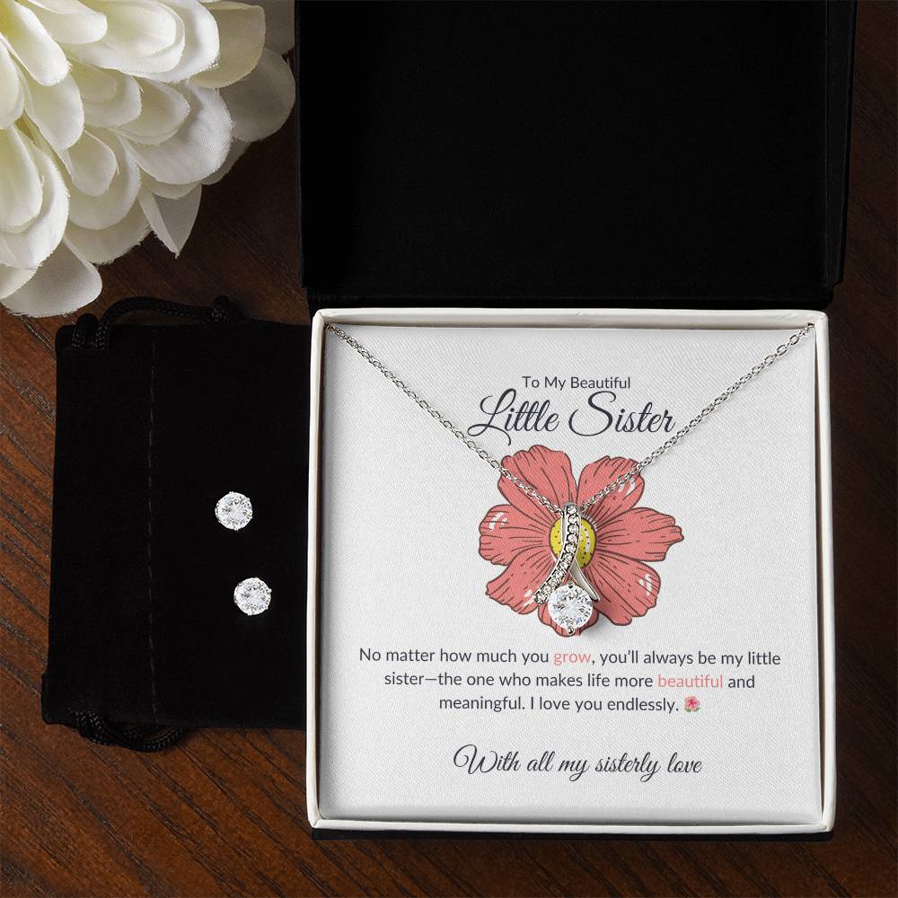 To My Beautiful Little Sister – Necklace & Earrings Set | A Beautiful Gift for a Beautiful Sister