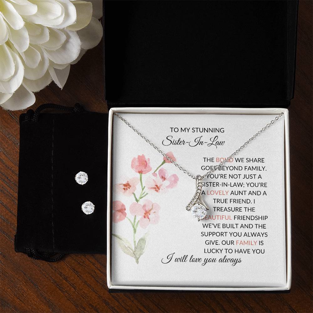 To My Stunning Sister-in-Law | Alluring Beauty Necklace & Earring Set | Gift for Sister-in-Law