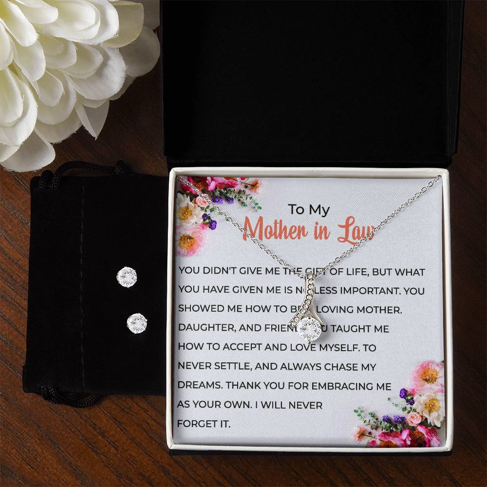 To My Cherished Mother-in-law | Eternal Beauty Necklace | Elegant Mother-in-law Gift | Necklace & Earring Set Gift