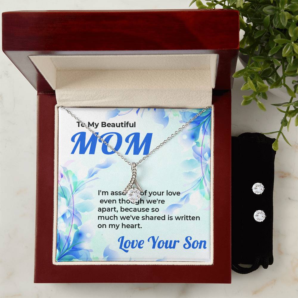 To My Mom | Gorgeous Jewelry Set Featuring Alluring Beauty Design from Son | Necklace Gift For Mom