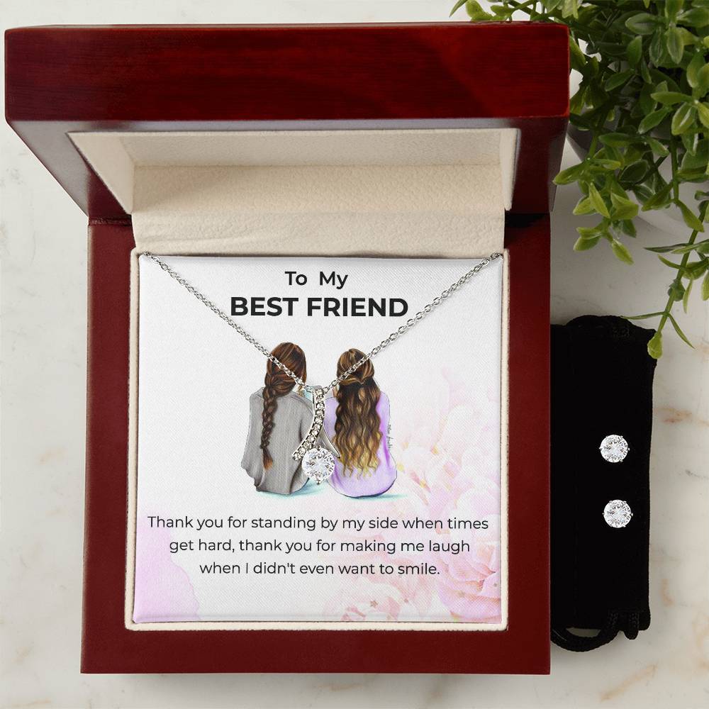 To My Bestie Thank You - Alluring Beauty Necklace and Earrings Set | Gift for Best Friend | Friendship Gift