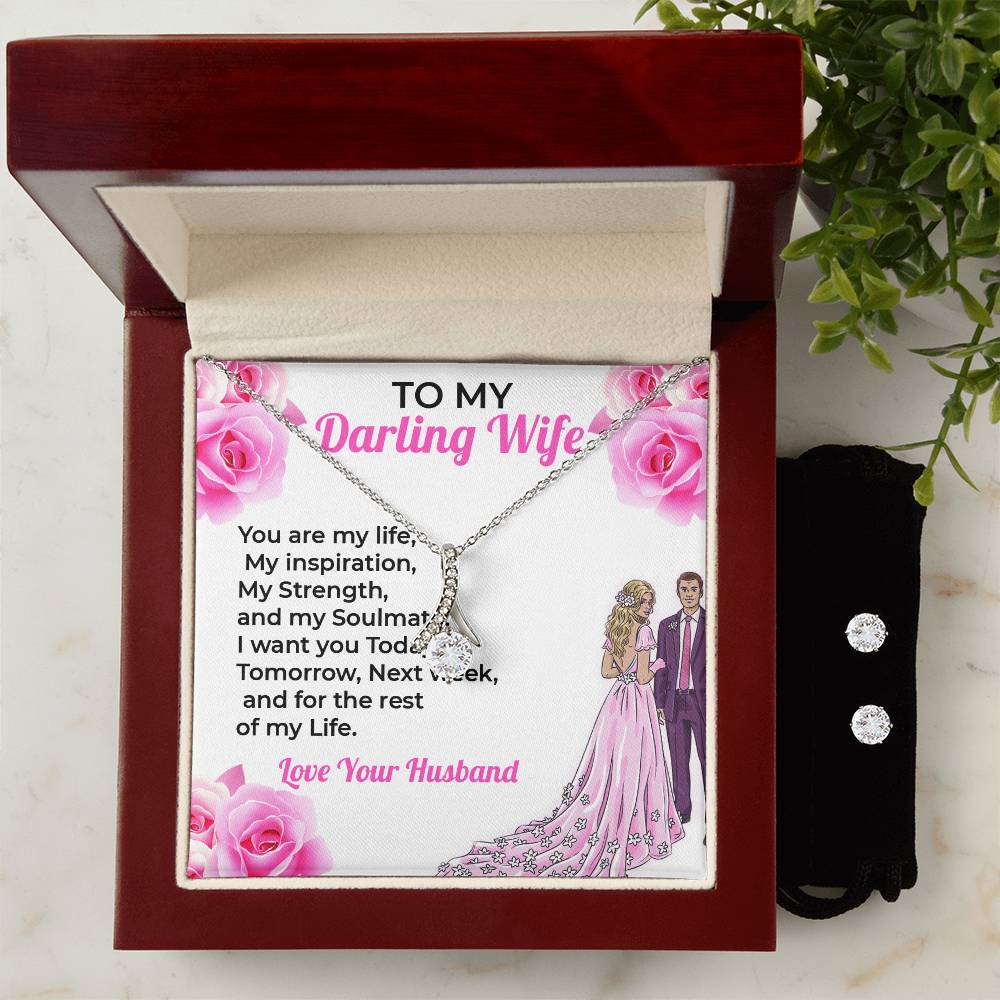 To My Darling Wife, My Everything - Beauty Necklace & Earring Set