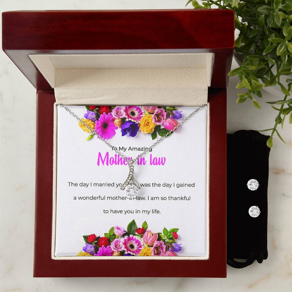 To My Amazing Mother-in-law | Eternal Beauty Necklace | Thoughtful Gift for Mother-in-law | Necklace & Earring Set Gift