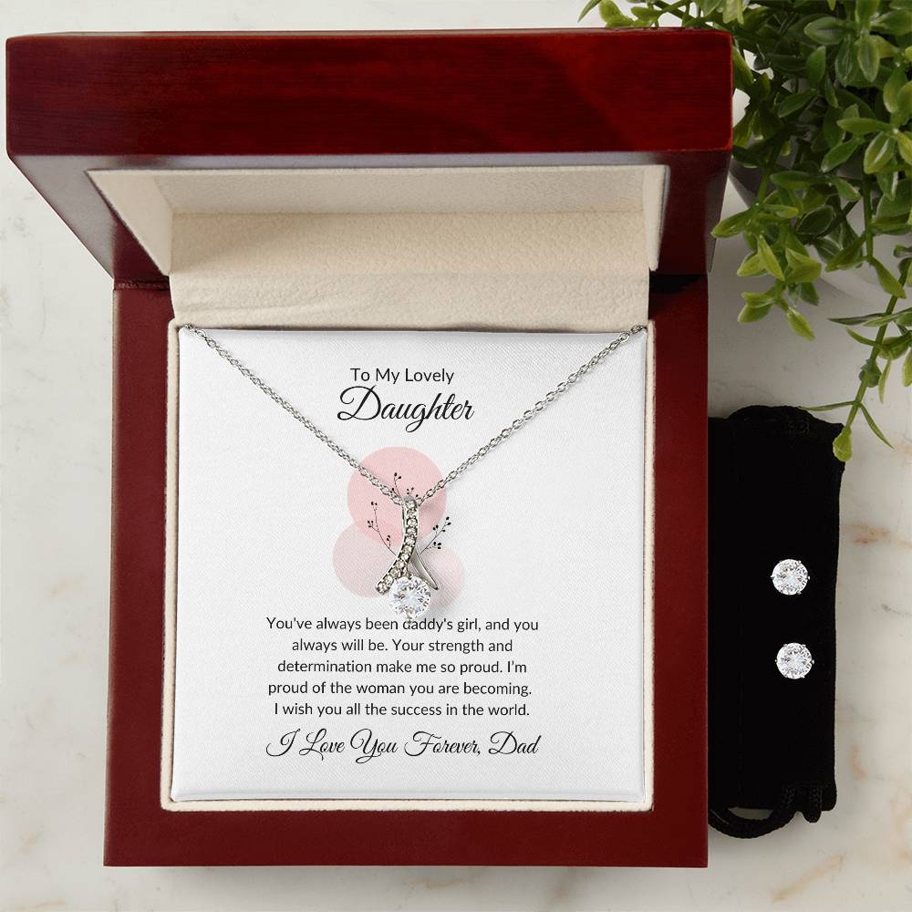 To My Lovely Daughter | Heartfelt Beauty Necklace & Earrings Bundle Gift For Daughter - SOUVMOUR