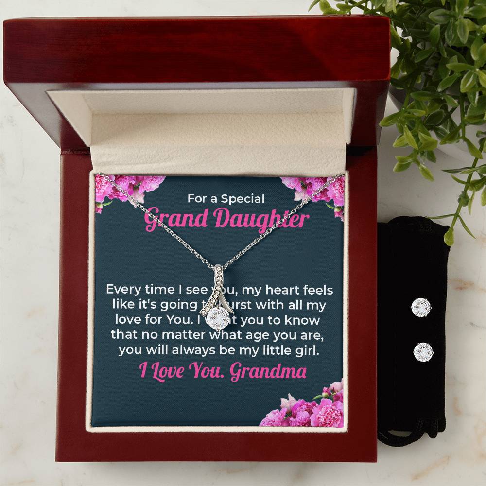 To My Special Granddaughter | Alluring Beauty Necklace & Earring Set, A Gift from Grandma