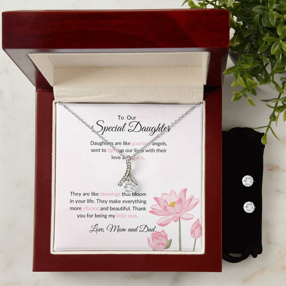 To My Special Daughter – Heartfelt Beauty Necklace & Earrings Bundle Present For Daughter