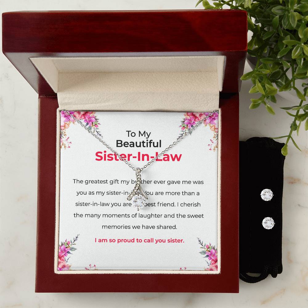 To My Beautiful Sister-in-Law | Alluring Beauty Necklace & Earring Set | Gift for Sister-in-Law