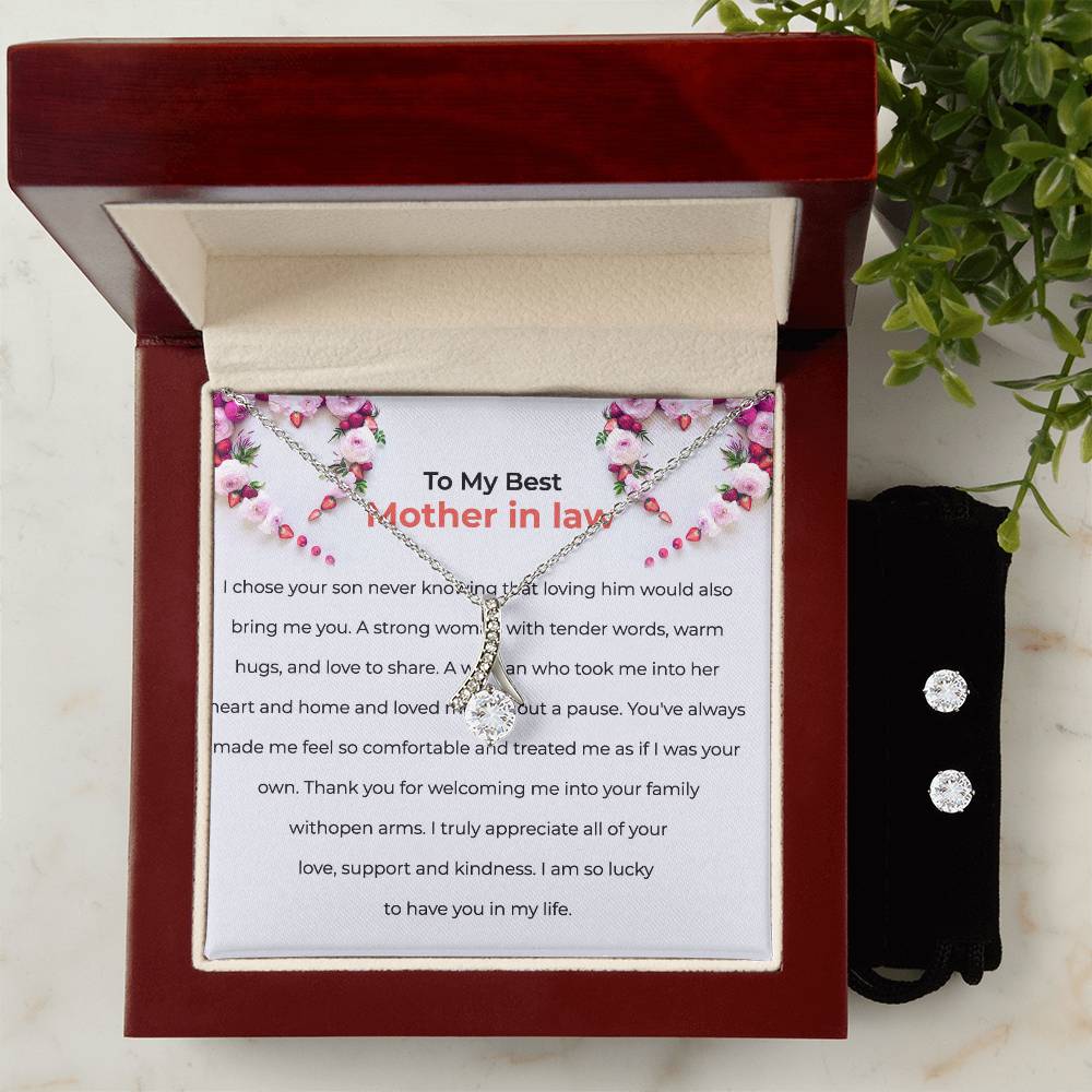 To the Best Mother-in-law | Eternal Beauty Necklace | Cherished Gift for Mother-in-law | Necklace & Earring Set Gift