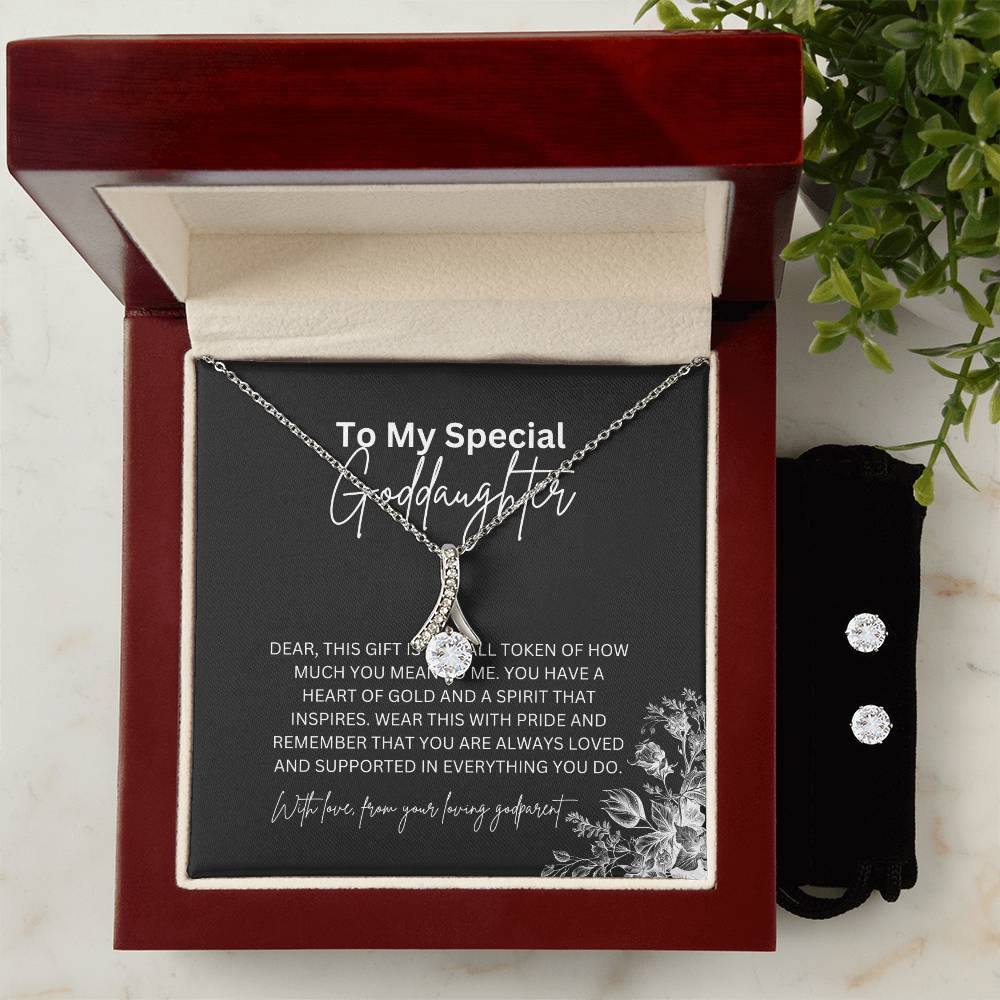 Alluring Beauty Necklace & Earring Set | To My Special Goddaughter | A Gift of Grace and Charm | Goddaughter Gift