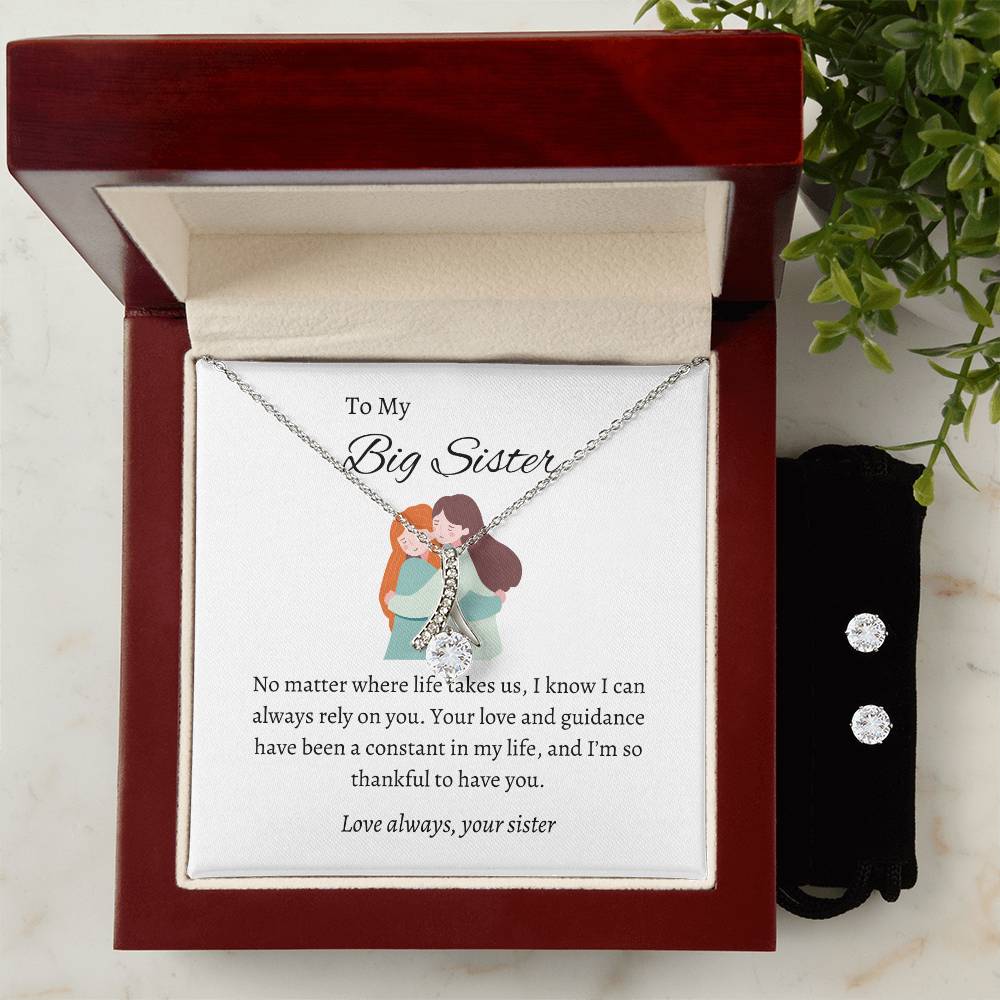 To My Big Sister – Necklace & Earring Set | Elegant Token of Our Sisterly Bond