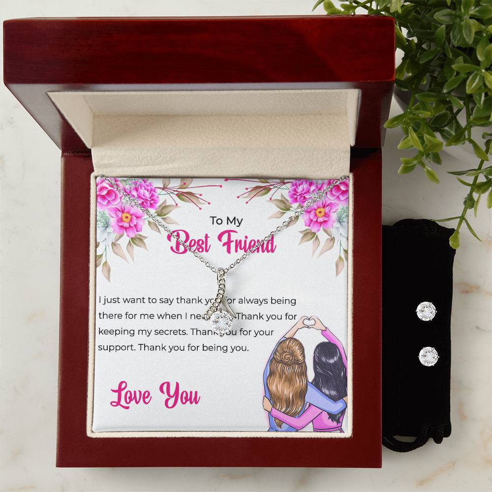 To My Lifetime Best Friend - Alluring Beauty Necklace and Earrings Set | Gift for Best Friend | Friendship Gift