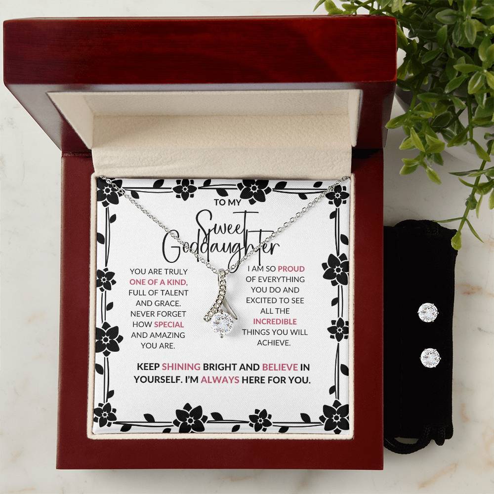 Alluring Beauty Necklace & Earring Set | To My Sweet Goddaughter | Celebrate Her Unique Spirit | Goddaughter Gift
