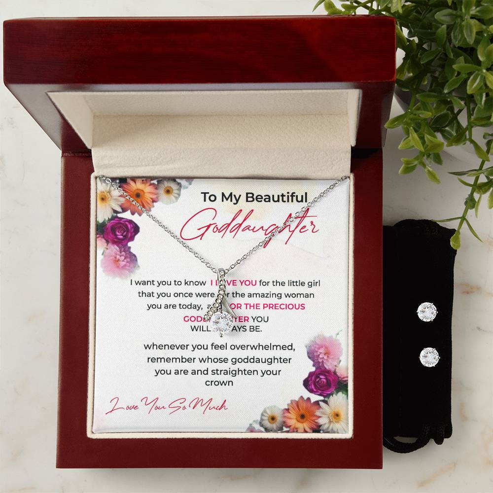 Alluring Beauty Necklace & Earring Set | To My Beautiful Goddaughter | A Timeless Piece for a Timeless Bond | Goddaughter Gift