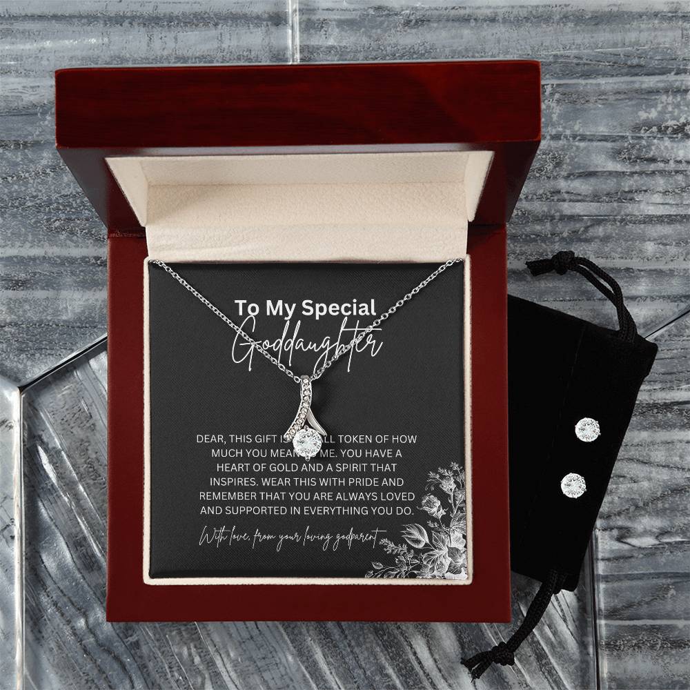Alluring Beauty Necklace & Earring Set | To My Special Goddaughter | A Gift of Grace and Charm | Goddaughter Gift