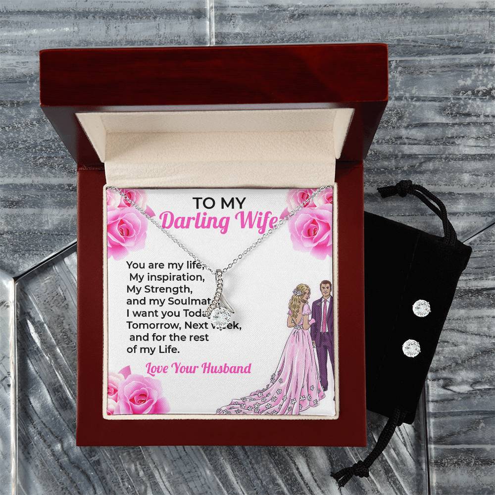 To My Darling Wife, My Everything - Beauty Necklace & Earring Set