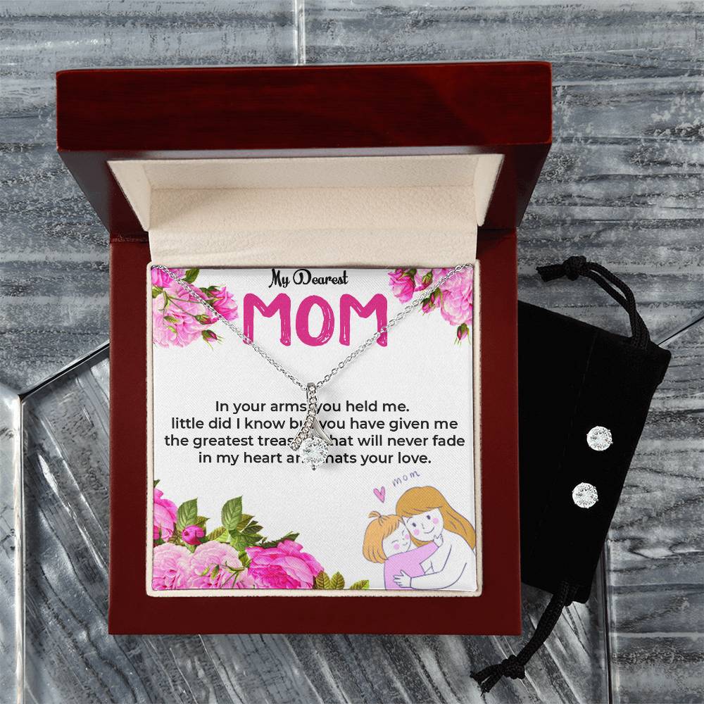 To My Dearest Mom | Elegant Alluring Beauty Jewelry Set with Earrings | Necklace Gift For Mom