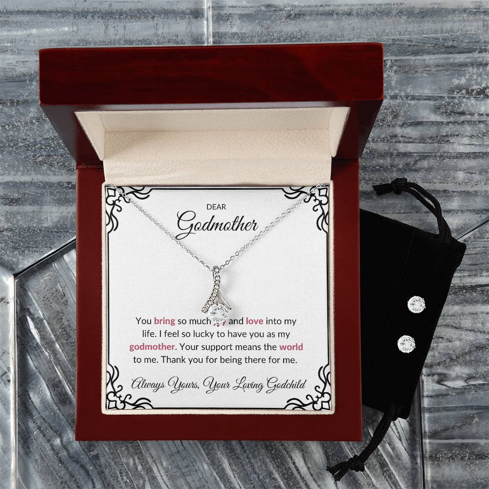 To My Lovely Godmother Alluring Beauty Necklace & Earrings Set – Elegant, Sentimental Gift to Celebrate a Cherished Godmother | Godmother Gift