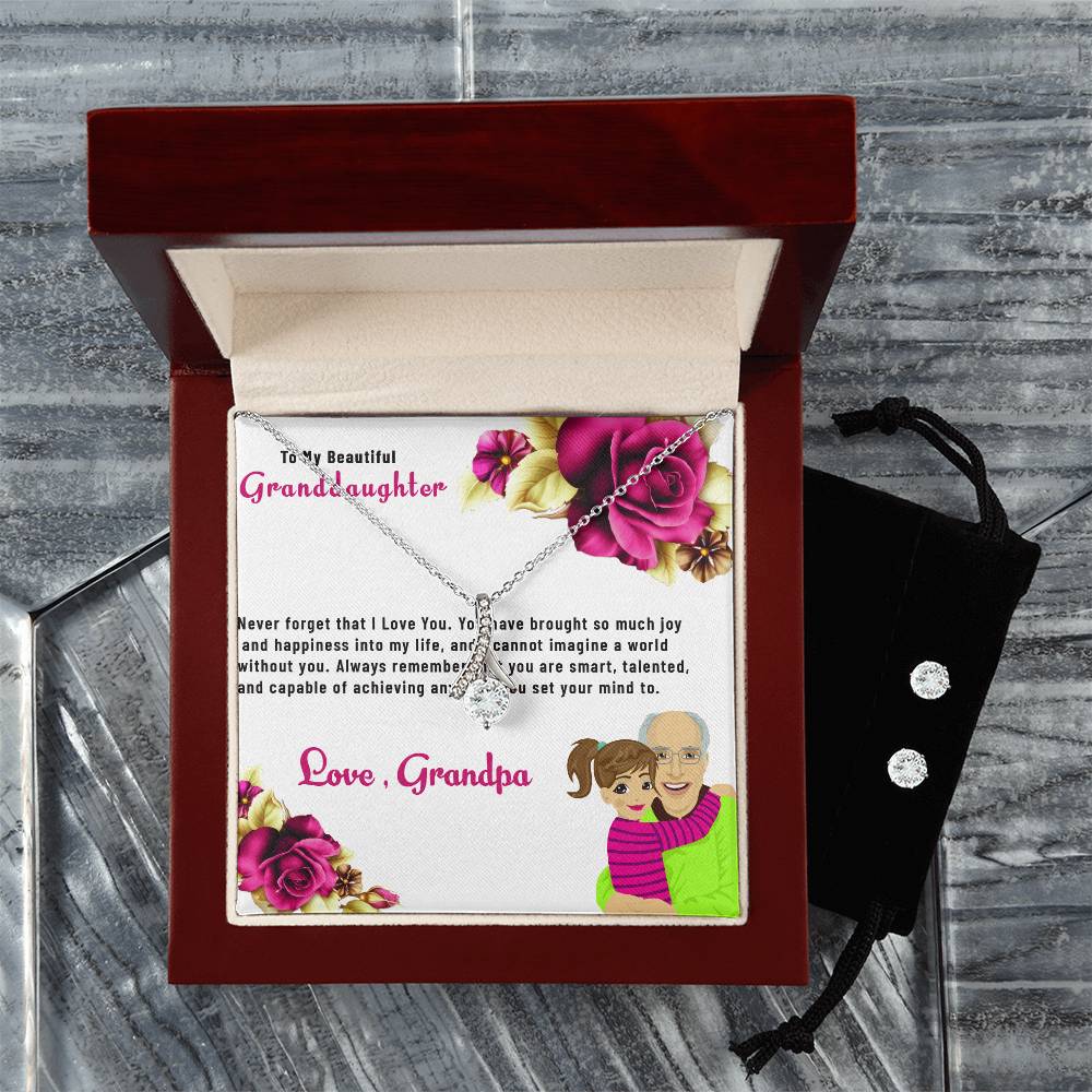 To My Lovely Granddaughter | Alluring Beauty Necklace & Earring Set, A Treasured Gift from Grandpa