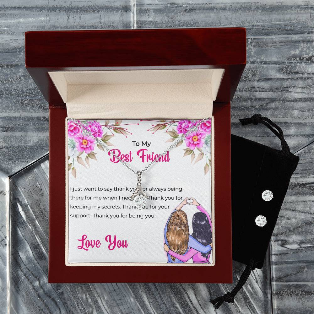 To My Lifetime Best Friend - Alluring Beauty Necklace and Earrings Set | Gift for Best Friend | Friendship Gift